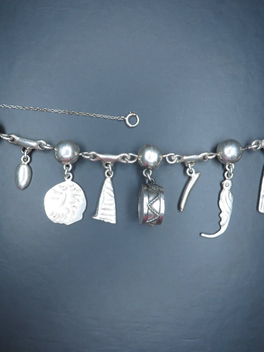 Vintage Mexico Sterling Silver II Charm Bracelet